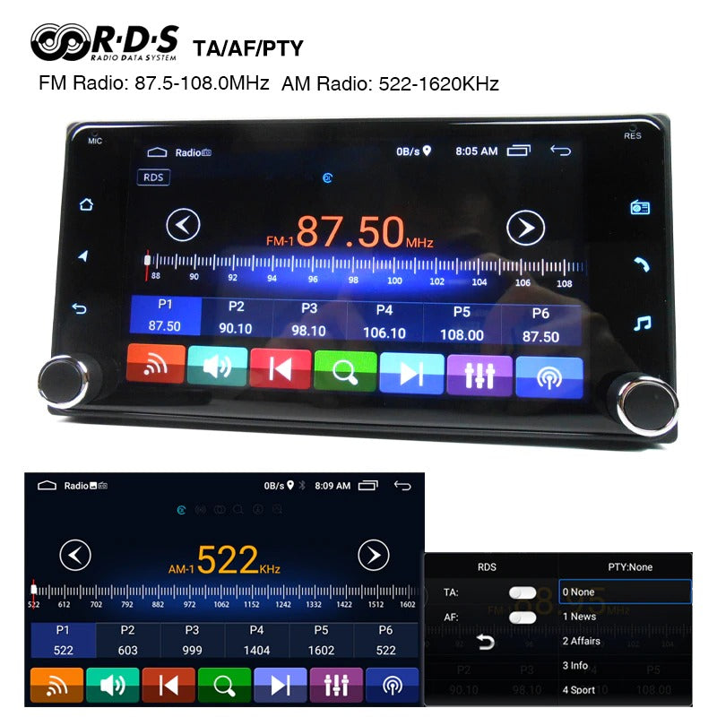 2 + 32G Android Stereo Apple Carplay / Android Auto Suit Toyota Including Rear View Camera GPS Bluetooth Touch screen