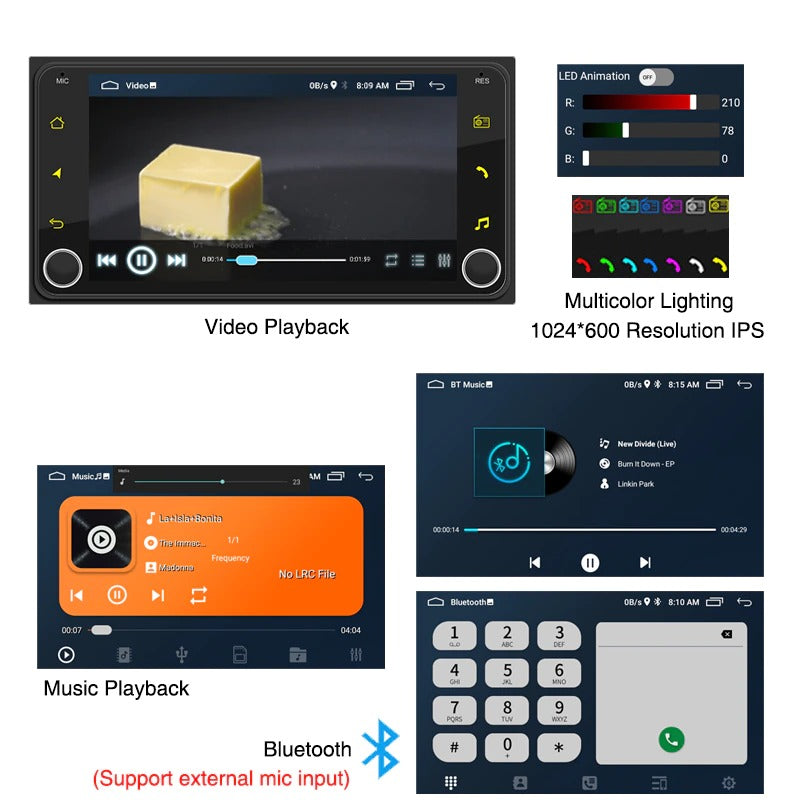 2 + 32G Android Stereo Apple Carplay / Android Auto Suit Toyota Including Rear View Camera GPS Bluetooth Touch screen
