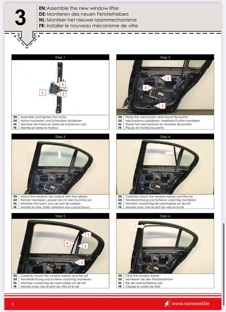 VAN WEZEL Right Rear Window Regulator Fit All BMW E90 E91 51357140590 Window Regulator