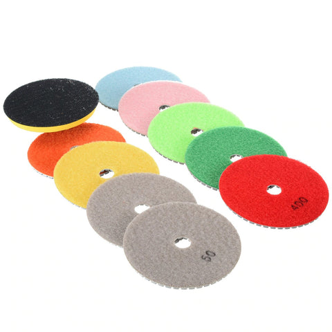 10Pcs Diamond Polishing Pads Kit 4 Inch M14 Polishing Wheel For Granite Stone Concrete Marble Polishing Tool Grinding Discs Set