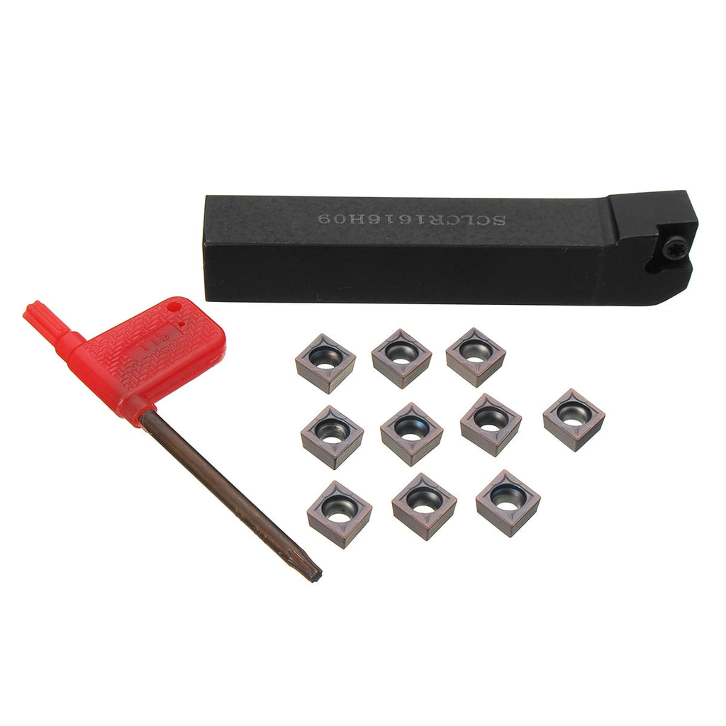 *DEAL* 10PCS CCMT09T304 Carbide Inserts + SCLCR1616H09 Holder Lathe Turning Tool Cutter