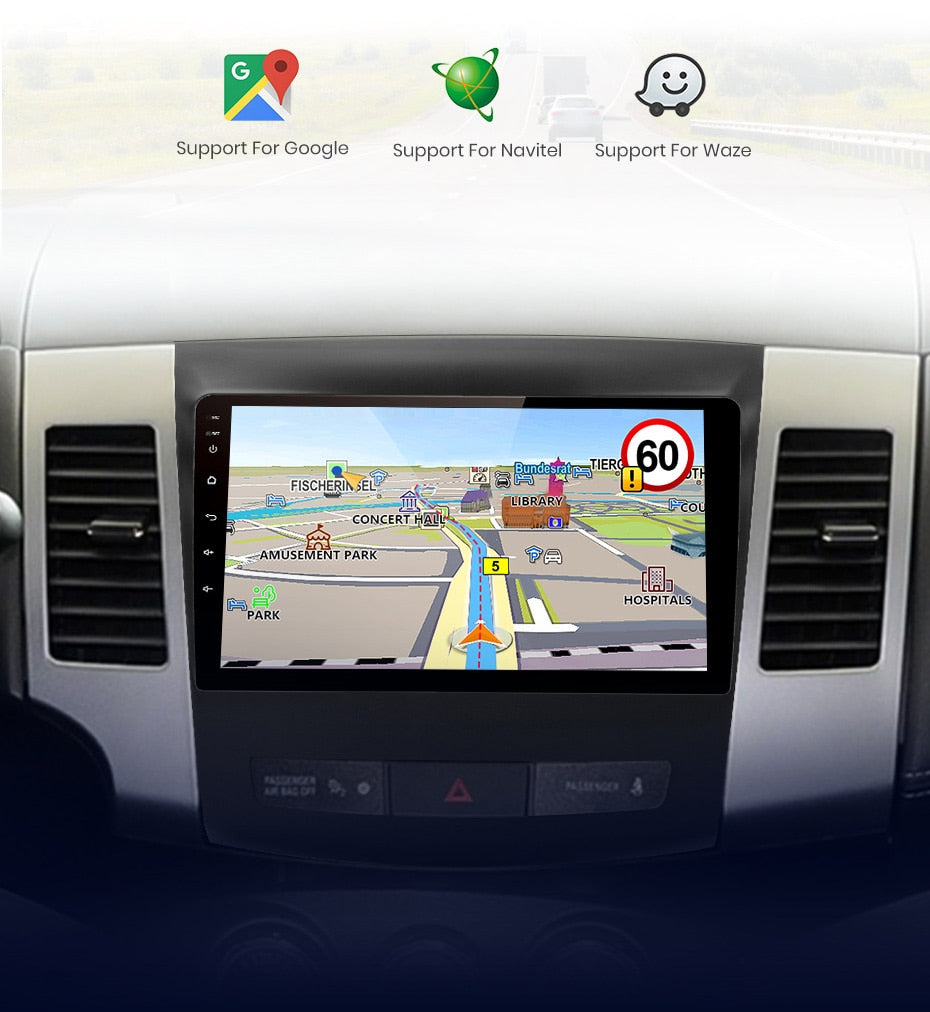 Android 11.0 2G+32G Car Radio Multimedia Player Supports Apple CarPlay Android Auto, GPS NZ Map For Mitsubishi Outlander XL 2 2005-2011 4007