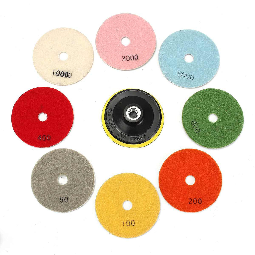 16pcs Diamond Polishing Pads Kit Wet/Dry for Granite Stone Concrete