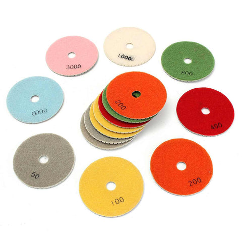 16pcs Diamond Polishing Pads Kit Wet/Dry for Granite Stone Concrete