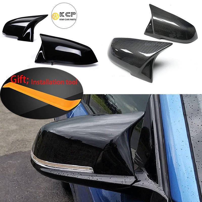 2 pieces Rearview Mirror Cover Cap Black suits for BMW Series 1 2 3 4 X M 220i 328i 420i F20 F21 F22 F23 F30 F32 F33 F36 X1