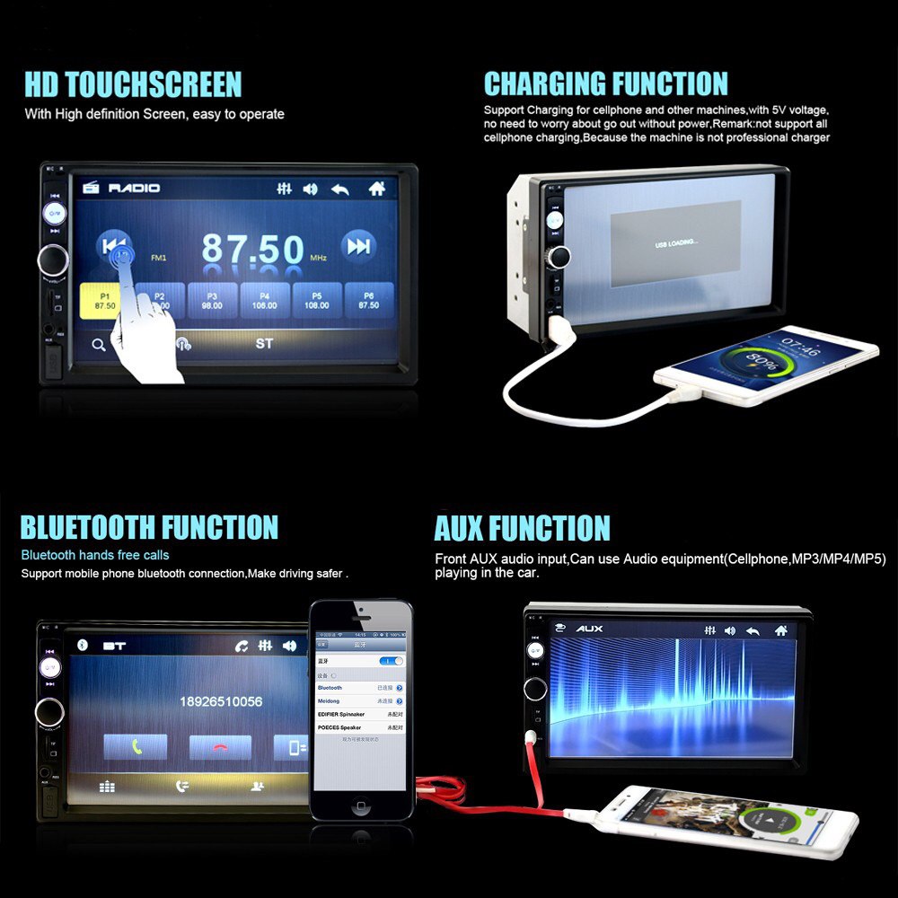 ** SPECIAL ** Car Stereo 4x45W 2 Din 7'' LCD Radio Player + Rear View Camera