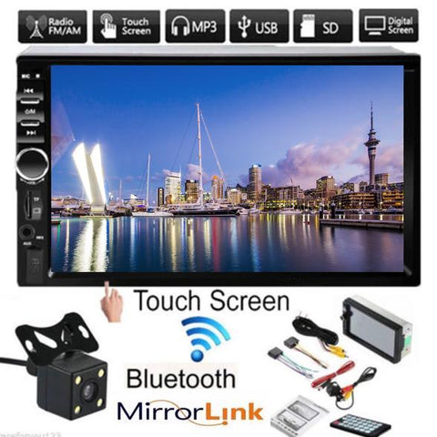 Car Stereo 2 DIN 7 inch Head Unit with Rear View Camera, Bluetooth, Remote