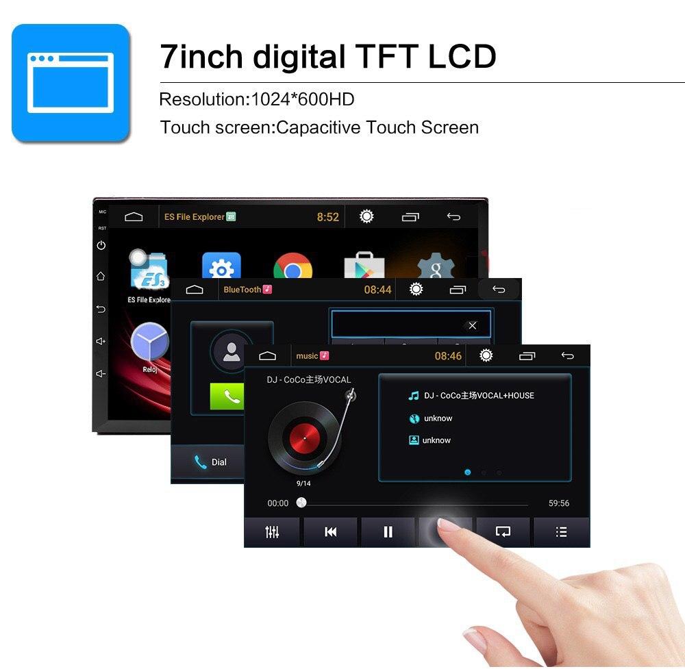 2G + 32G Car Stereo CarPlay / Android Auto 2 DIN 7” + Compatible with Toyota Harness + Reverse Camera, Online GPS Map, Hands Free Calls