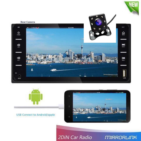 *** SPECIAL *** Toyota Size Car Stereo Double DIN Head Unit + 8IR Rear View Camera, Bluetooth, Radio, Video Player