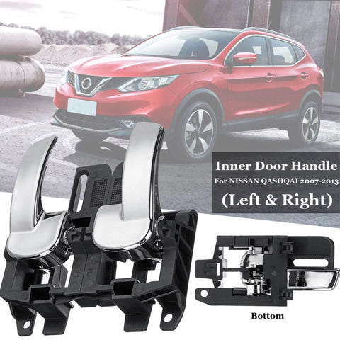 2 pcs Black Plastic Interior Inner Door Handles Suit For NISSAN QASHQAI 2007-2013 L+R