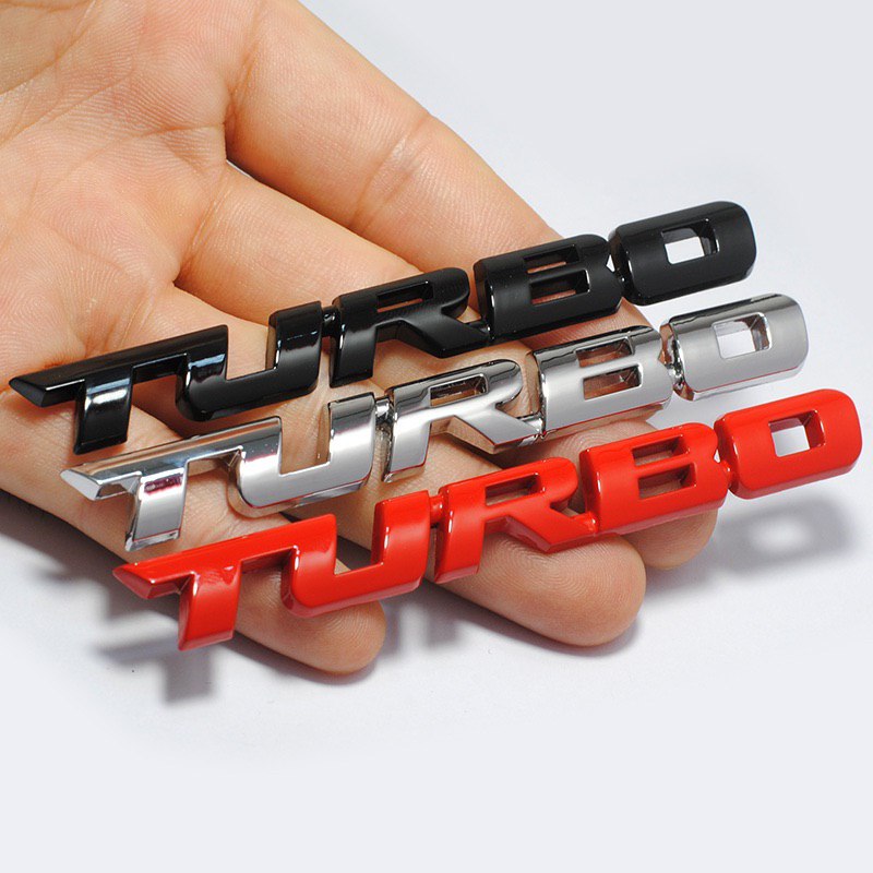 2PC x Car Turbo Boosting 3D Metal Chrome Zinc Alloy 3D Emblem Badge Sticker Decal