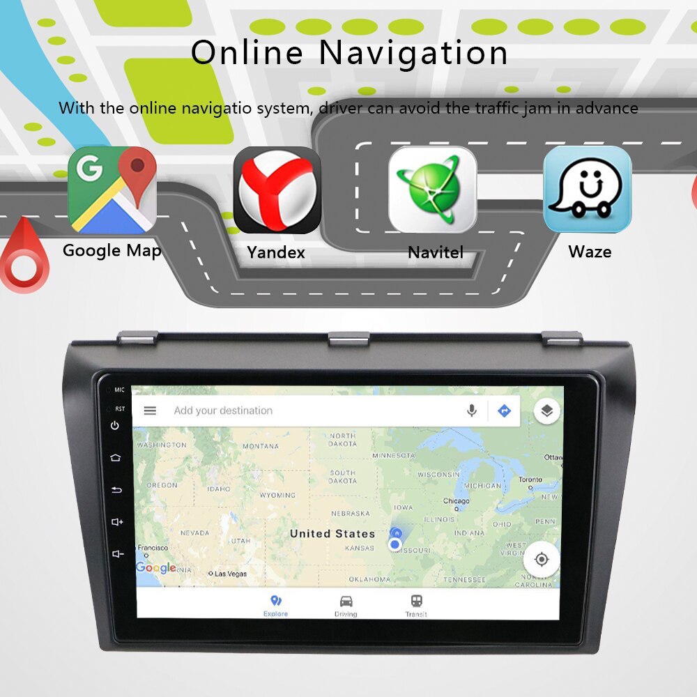 9” Car Stereo For Mazda 3 Mazda Axela Supports Apple CarPlay and Android Auto Car GPS NZ Maps Stereo WIFI GPS Quad Core for Mazda Axela 2004-2009