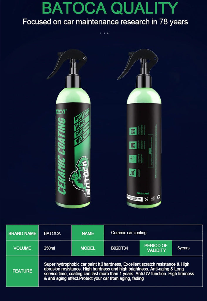 250ml 9H Ceramic Car Coating Wax Nano Spray Top Coat Wax Polish Polymer Paint Wax Sealant Polishing Liquid Wax
