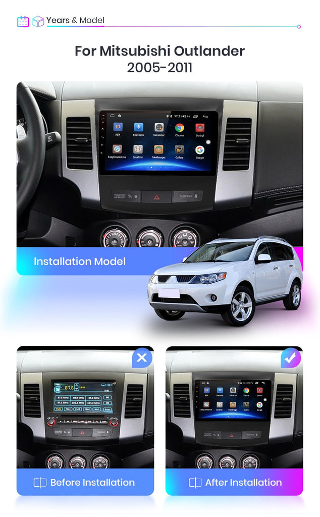 Only 1 left 24.3 To -
Android 11.0 2G+32G Car Stereo For Mitsubishi Outlander Reverse camera Supports Apple CarPlay Android Auto, GPS NZ Map For xl 2 2005-2011 4007