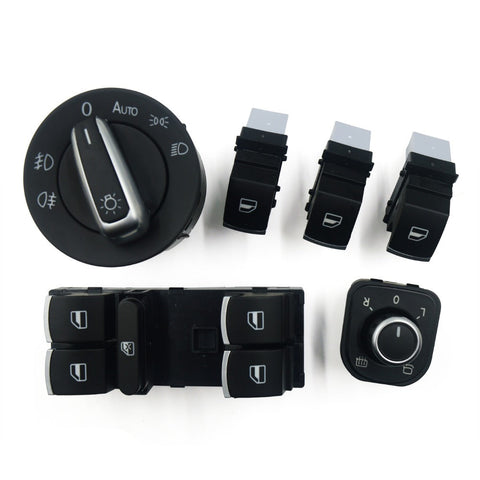 VW Headlight Window Mirror Switch kit - 6 Pcs for VW Golf 5