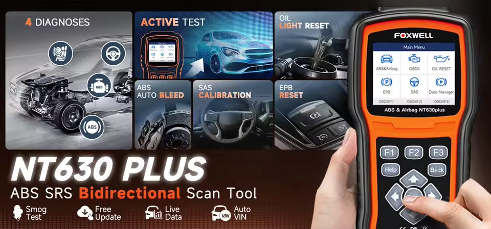 Foxwell NT630 Plus Bidirectional OBD2 Scan Tool ABS Airbag SRS SAS Crash Data Reset Auto ODB2 Car Diagnostic Tools OBD Automotive Scanner