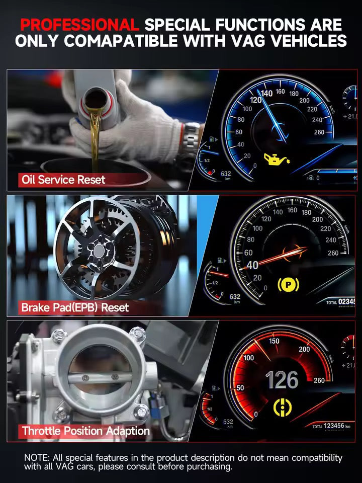 OBD2 Scanner Car Diagnostic Tool For VAG VW Audi Skoda Oil Service Reset EPB Brake TP Check Clear DTC ABS SRS Volkswagen (CC, EOS, Golf, GTI, Jetta, Passat, Phaeton, Polo, Rabbit, Sharan, Tiguan, Touran, Touareg