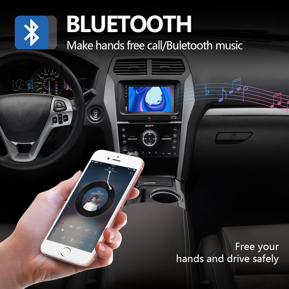 Car Stereo with Apple CarPlay / Android Auto Car Stereo Double DIN Head Unit, Bluetooth, 7" Touch Screen Radio CarPlay