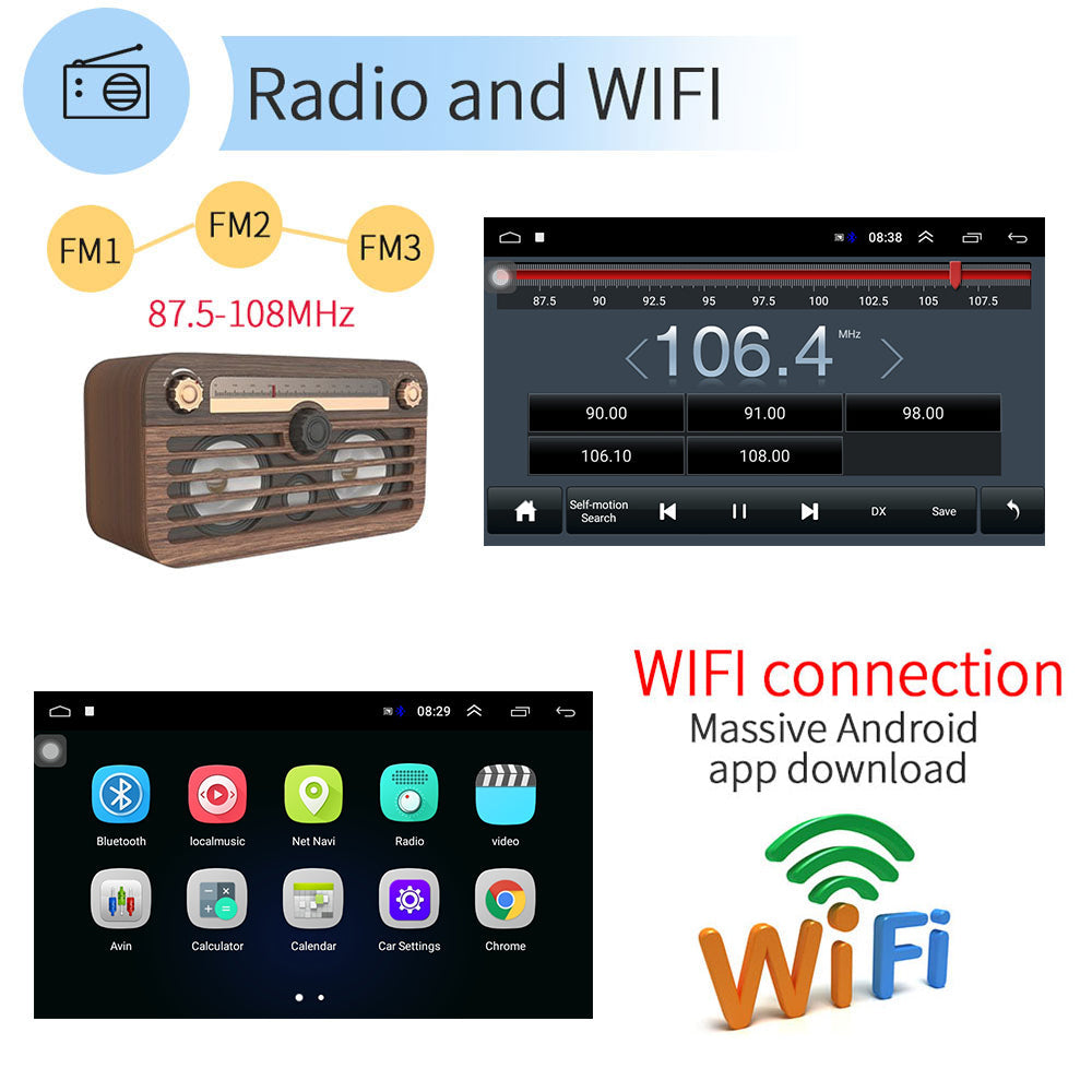 2 DIN Car Stereo Radio 10.1"Touch Android MP5 Player Bluetooth Rear View Camera