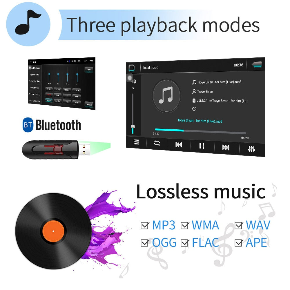 2 DIN Car Stereo Radio 10.1"Touch Android MP5 Player Bluetooth Rear View Camera