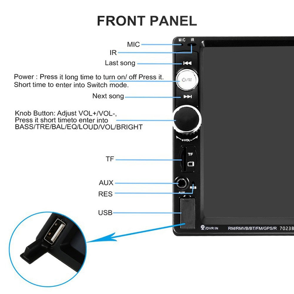 Double Din Car Stereo Carplay + Rear View Camera, Wired Apple CarPlay Android Auto, Bluetooth