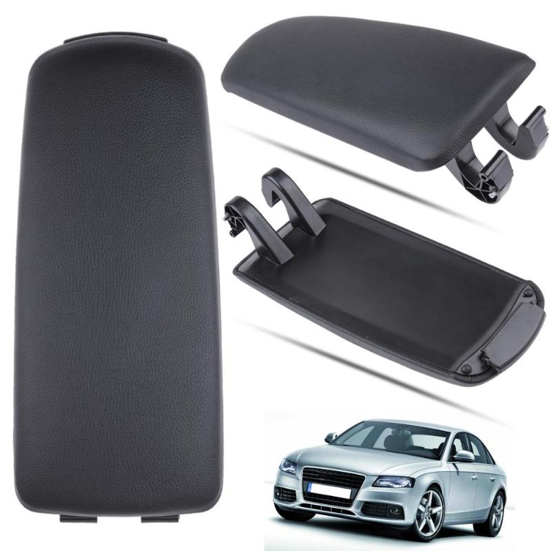 Center Console Armrest Lip Cover Black Leather Arm Rest Cap for Audi A4 B6 B7 02-07
