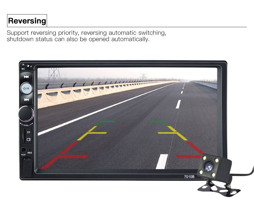 Car Stereo Double DIN Head Unit with Rear View Camera, Bluetooth