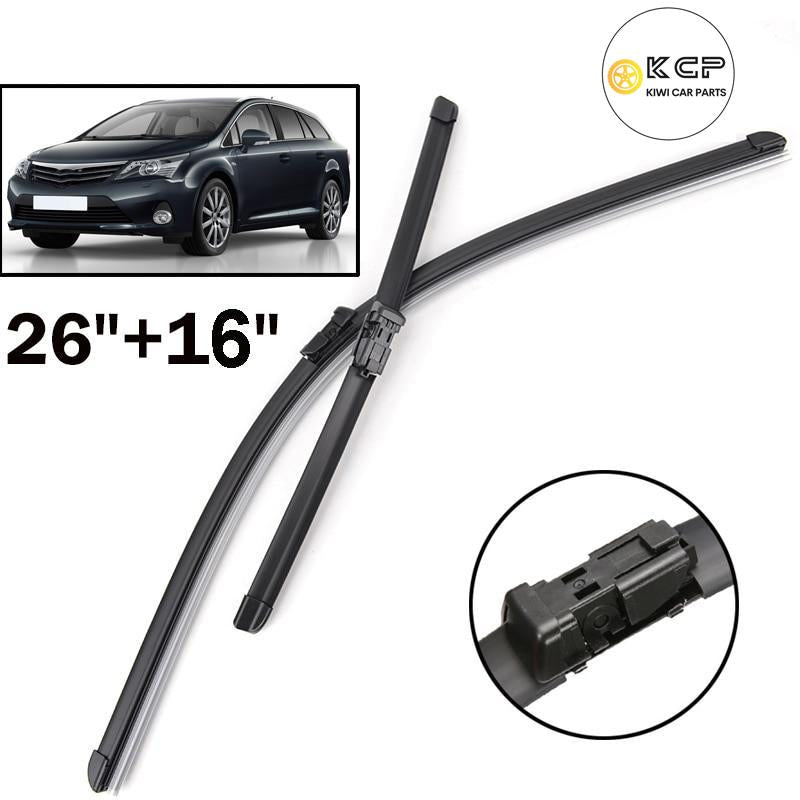 27F06
Front Wiper Blades Suitable For Toyota Avensis MK3 T27 T270 2009 - 2018 Windshield Windscreen Front Window 26"16"
Suitable For Toyota Avensis MK3 2009 - 2018
Size: 26"+16"

TOYOTA OEM Part Numbers: 8521205100  8522205070
Bosch 3397007538 3 397 007 538