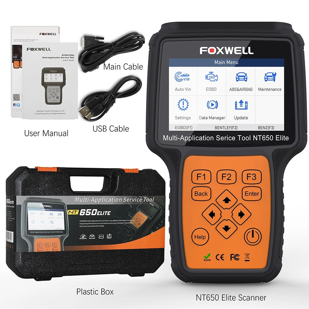 FOXWELL NT650 Elite OBD2 Automotive Scanner
Ex sku 32912421605 
ABS SRS DPF Oil Reset Code Reader Professional OBD Car Diagnostic Tool OBD2 Scanner