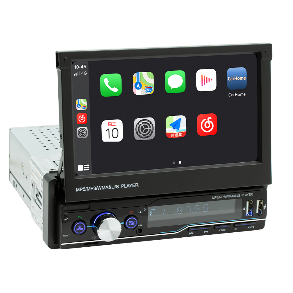 1Din Carplay Radio Car MP5 Player Mirror Link Handsfree With Camera 7" Touch Screen USB TF Video Audio Head Unit