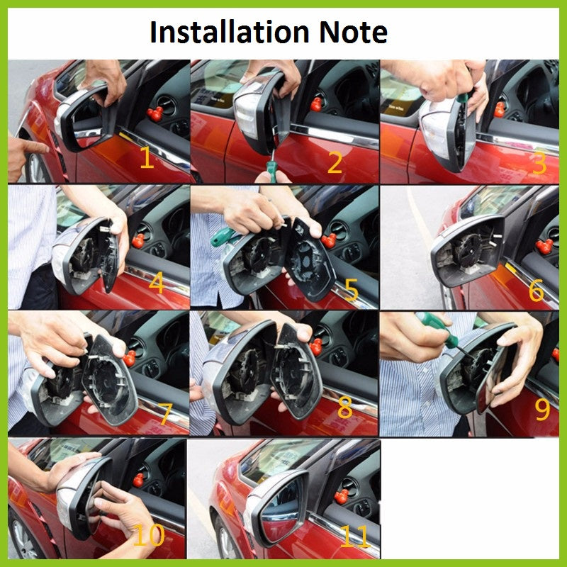 Left Hand Heated Wing Mirror Glass For VW Golf 6 MK6 2009 2010 2011 2012 2013