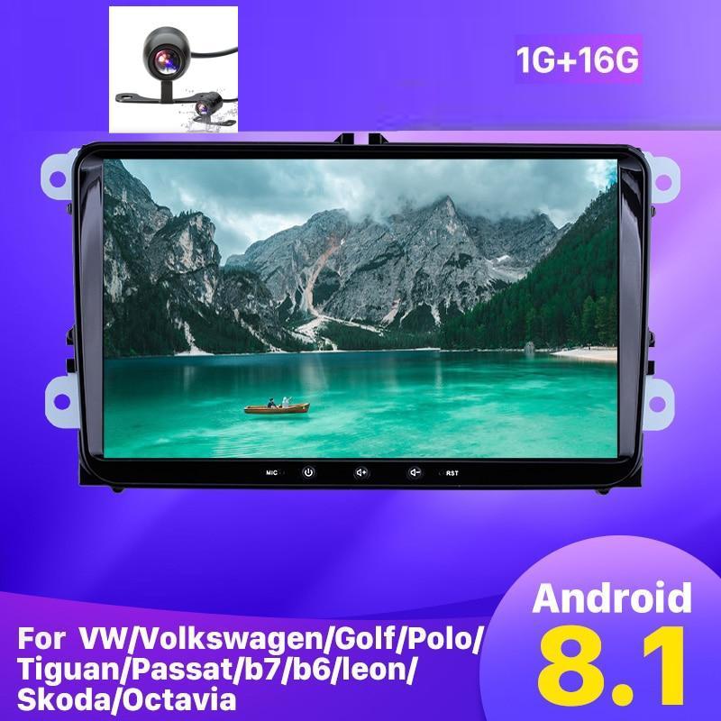 Android 8.1 2Din + Rear View Camera For VW/Volkswagen/Golf/Polo/Tiguan/Passat/b7/b6/Leon/Skoda/Octavia car Radio GPS Car Multimedia player