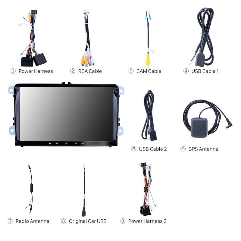 VW Android 9 Inch 2Din Stereo + Rear View Camera For VW Golf MK5 6 Polo GTI Tiguan Passat B6 B7 CC Skoda Octavia