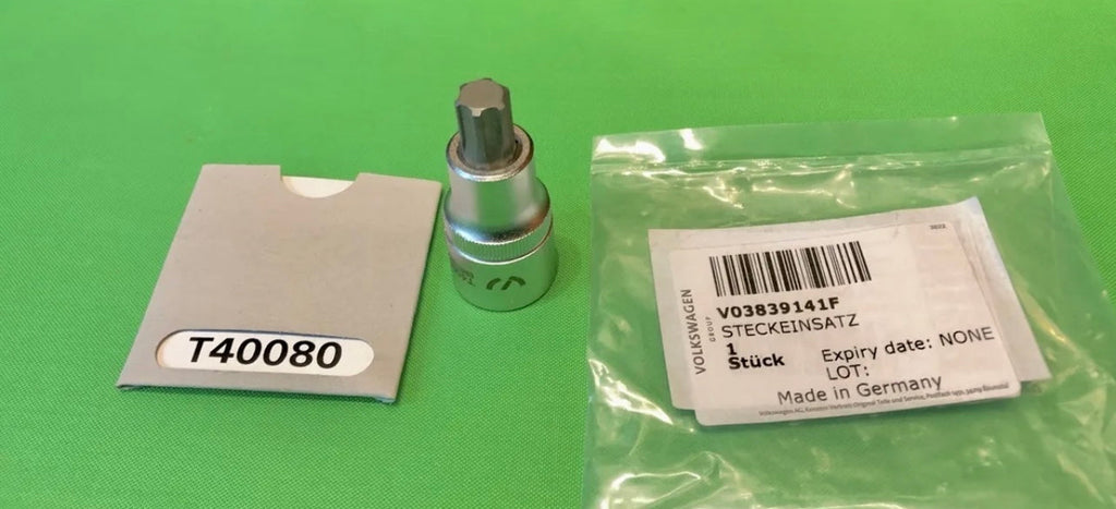 Genuine VW T40080 Cam Adjuster Socket. Made in Germany! 1/2 inch Drive Socket. This tool will not brake! Money well spent! V03839141F 
 V03839141 F V03 839 141 F