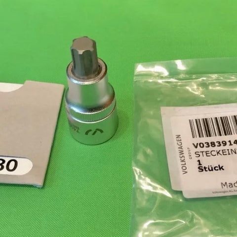 Genuine VW T40080 Cam Adjuster Socket. Made in Germany! 1/2 inch Drive Socket. This tool will not brake! Money well spent! V03839141F 
 V03839141 F V03 839 141 F