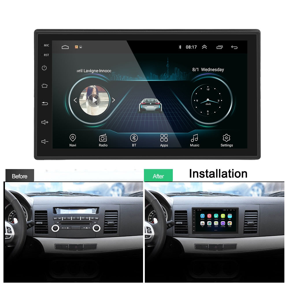 Car Android 2 DIN 7” + 8IR Reversing Camera, GPS Navigation, Bluetooth, USB, Headunit