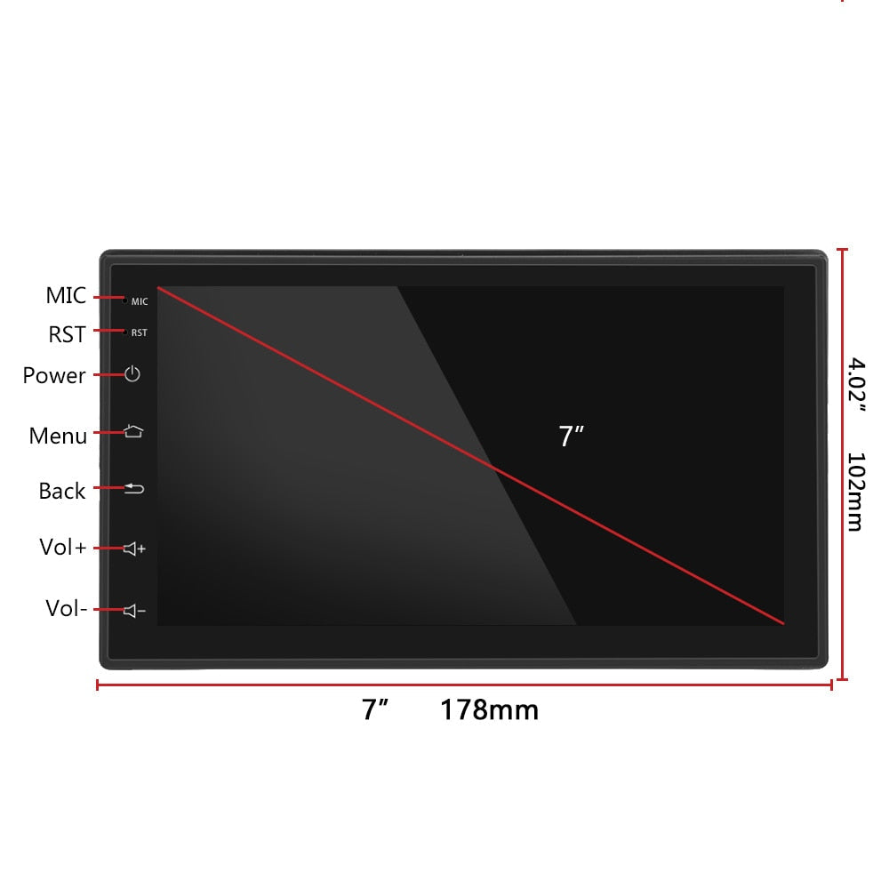 Car Audio 2 DIN 7” GPS Navigation, Bluetooth, USB, Android, Hands Free, Support Rear Camera