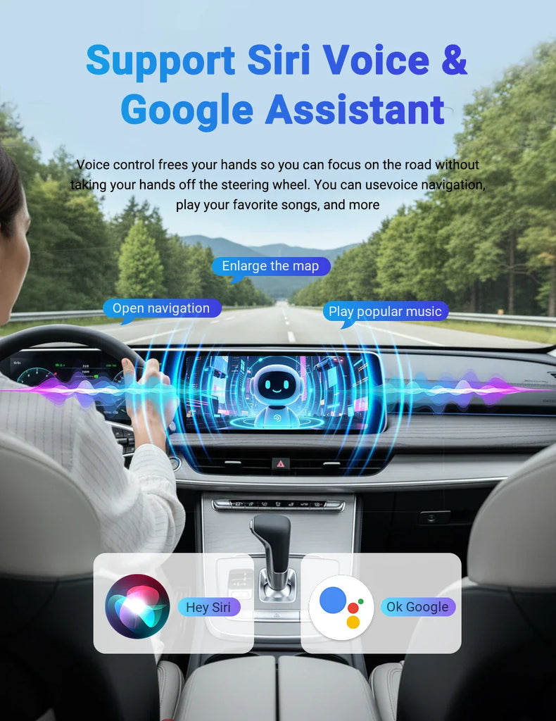 2in1 Wireless CarPlay Adapter Android Auto AI Smart Box Car Intelligent Systems For VW Audi Skoda Toyota Nissan Honda Ford Benz