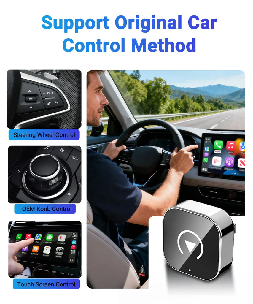 2in1 Wireless CarPlay Adapter Android Auto AI Smart Box Car Intelligent Systems For VW Audi Skoda Toyota Nissan Honda Ford Benz