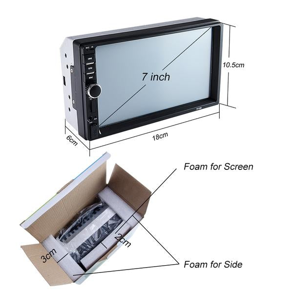Car Stereo Double DIN 7'' LCD Touch Bluetooth Car Radio Player Car Audio Aux FM + 8 IR Rear View Camera