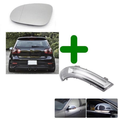LEFT Mirror Glass + Indicator For VW Golf MK5 Passat EOS