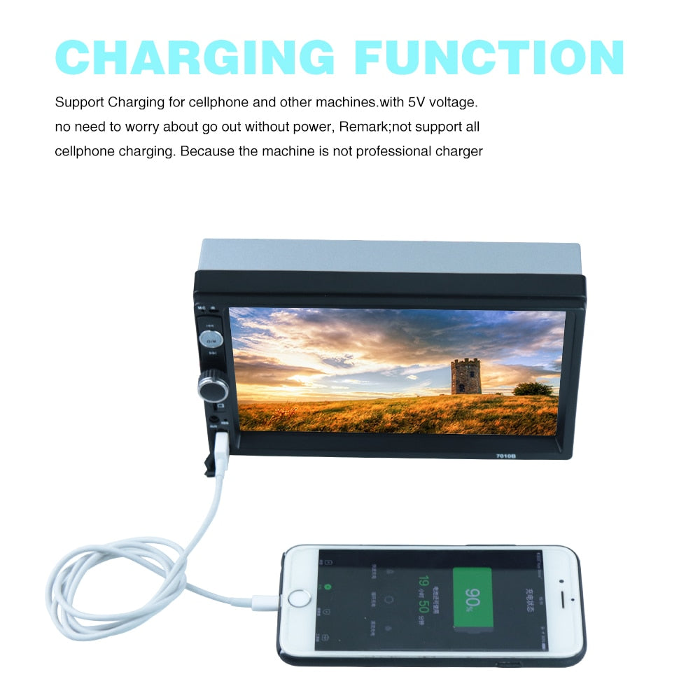 Car Stereo Double DIN Head Unit, Wired Apple CarPlay and Android Auto, Bluetooth, Mirror Link, Touch Screen, Hands Free Calls