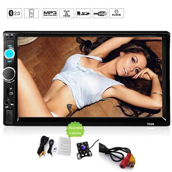Car Stereo 2 DIN Head Unit with Rear View Camera, Apple CarPlay Android Auto, Compatible with Nissan, Toyota, Honda, Mazda, Hyundai, Subaru