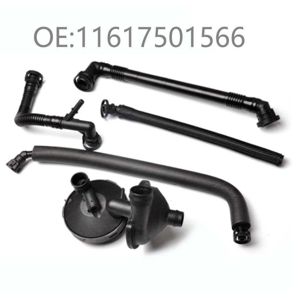 Car PVC Plastic Black Crankcase Vent Valve Water Separator For BMW E39 E46 E83 M52 320i 325i 520i 525i 11617501566

OE/OEM Part Number:
Crankcase Vent Valve  - 11617501566
Oil Separator Hose - 11617504535
Breather Hoses - 11617504536, 11157532649, 11611432559