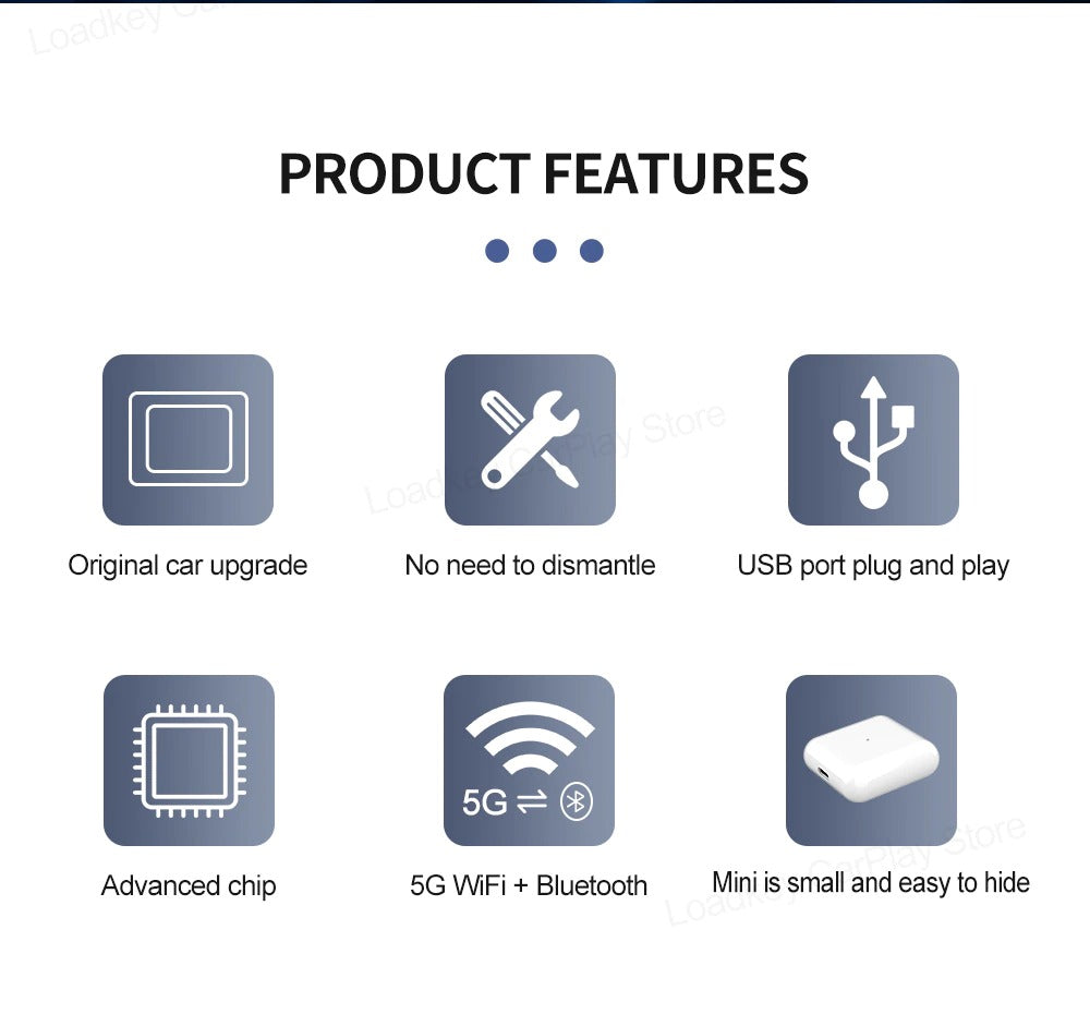 3.0 Mini Wireless Carplay Adapter for Hyundai Peugeot Honda Infiniti Chevrolet Renault Megane Seat for 98% Models IOS