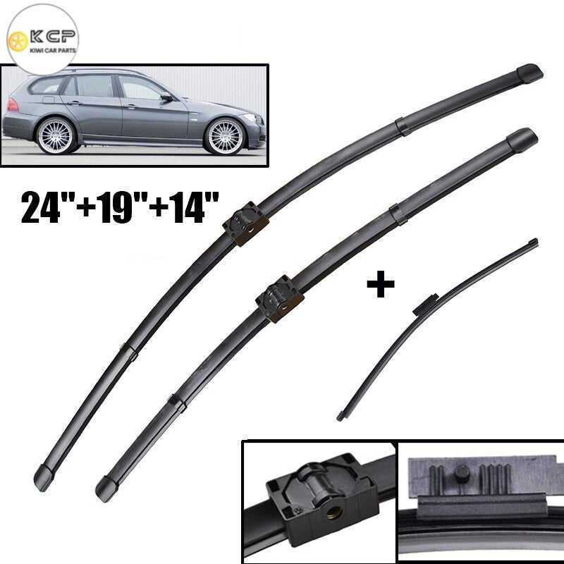 Front & Rear Wiper Blades For BMW 3 Series E91 2005 - 2009 Windshield Windscreen Front Window 24"19"14"