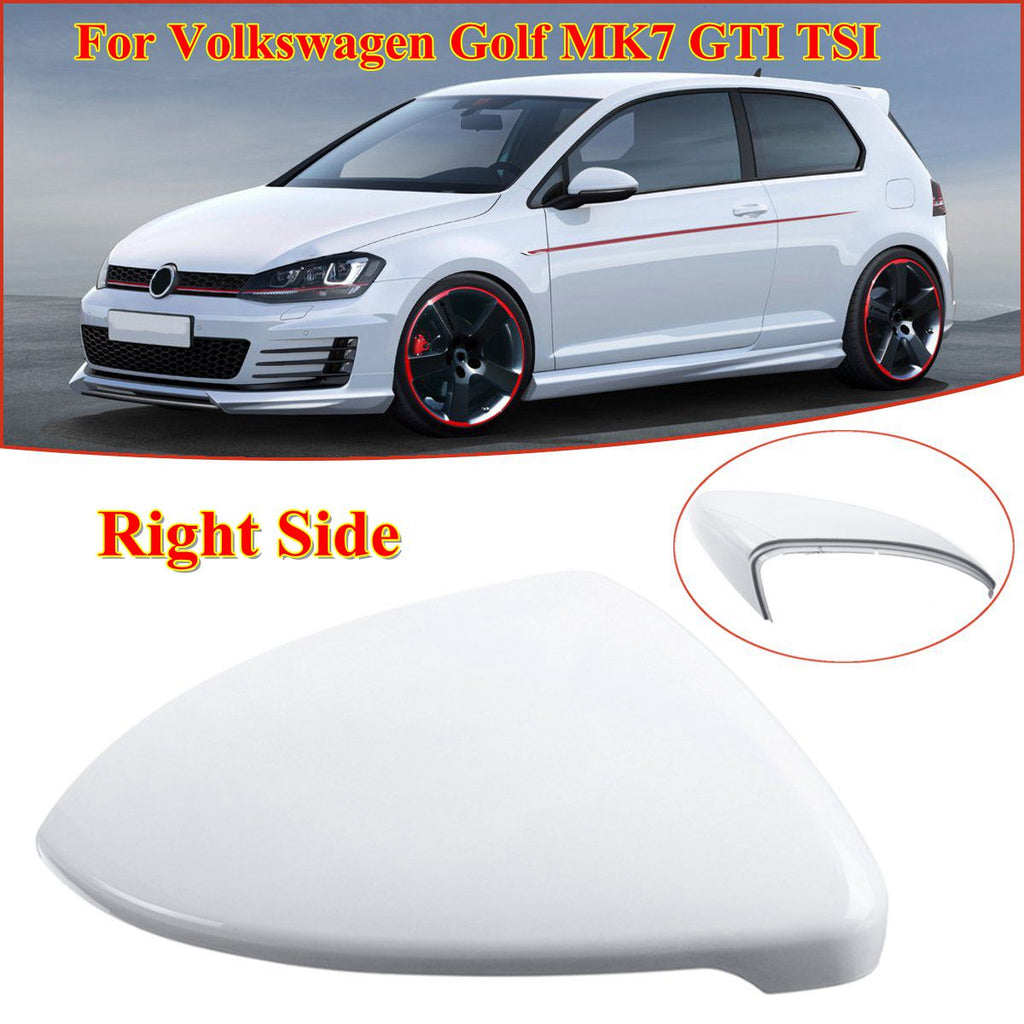 White Left Mirror Cover For VW MK7 Golf 7 GTI TSI 2014-2018 Front Left White Rearview Side Wing Mirror Cap Cover