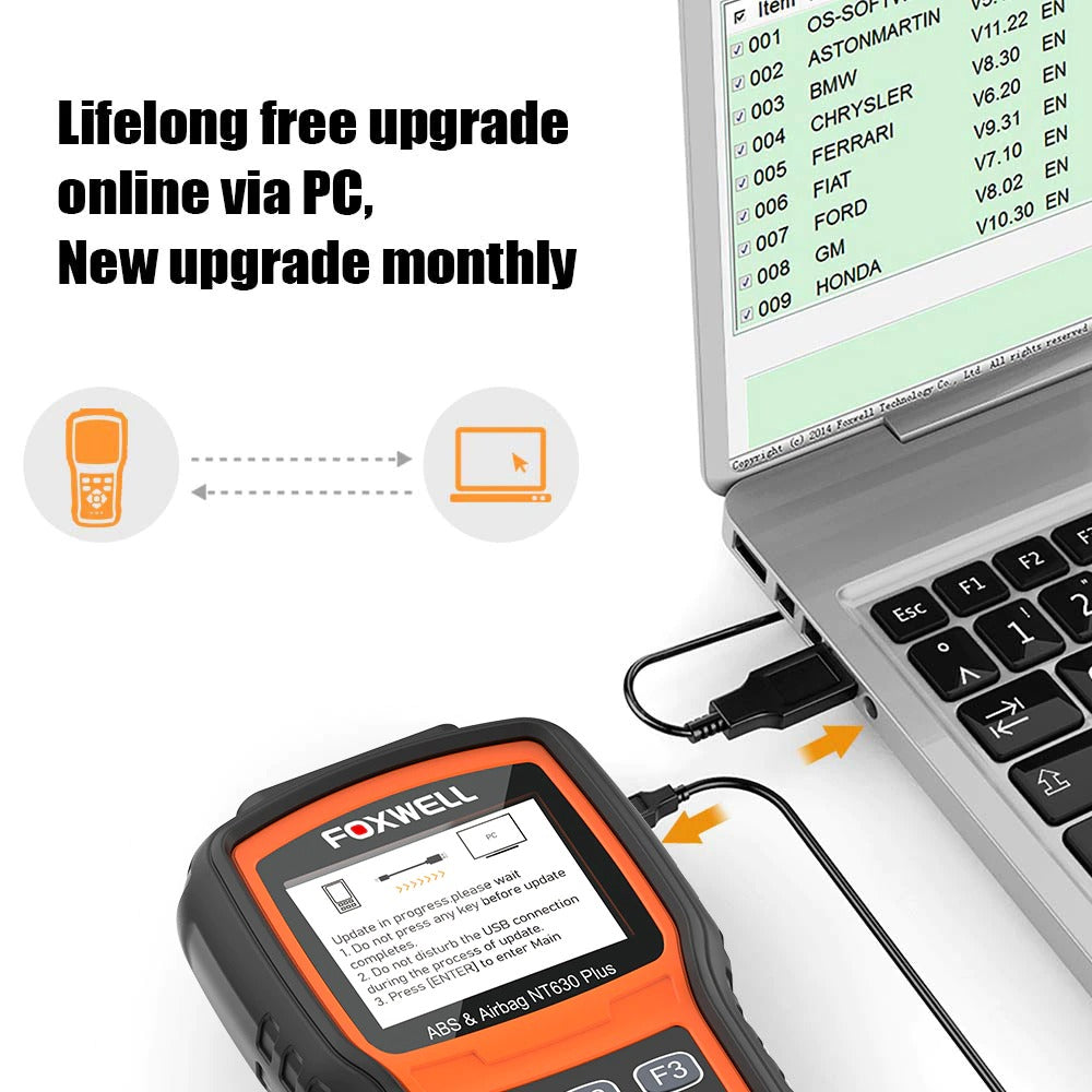 Foxwell NT630 Plus Bidirectional OBD2 Scan Tool ABS Airbag SRS SAS Crash Data Reset Auto ODB2 Car Diagnostic Tools OBD Automotive Scanner