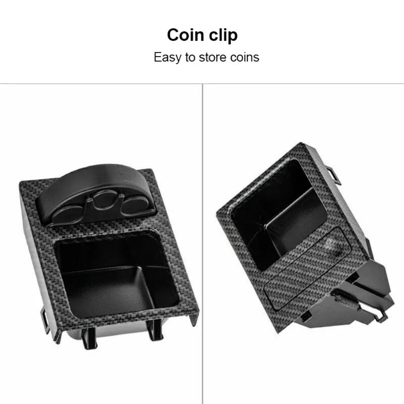 **CLEARANCE** Carbon Fiber Look Front Center Console Cup Rack / Cup Holder Change Box for BMW E46 3 Series