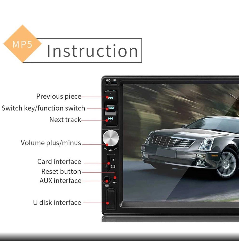 Car Stereo 2 DIN 7 inch Head Unit with Rear View Camera, Bluetooth